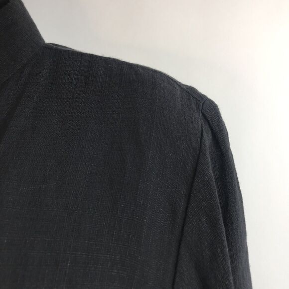 Eileen Fisher Black Linen Blend Button Front Blouse Jacket Long Sleeve Medium - Picture 5 of 7